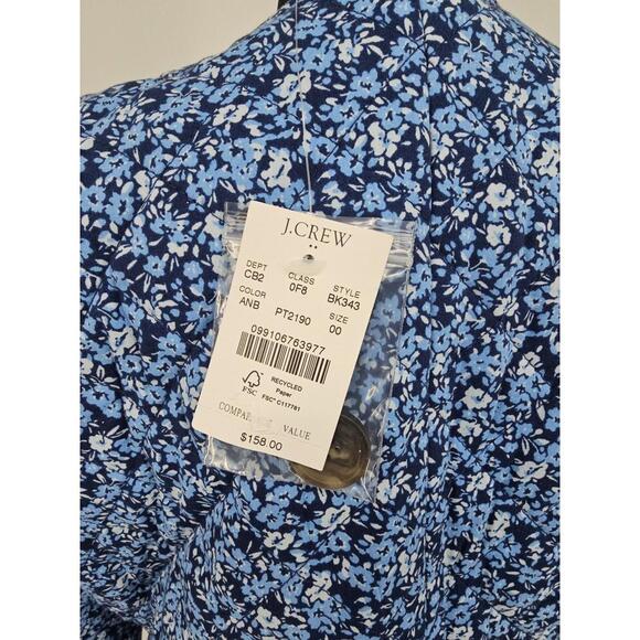 J. Crew Women's Quilted Jacket 00 Blue Ditsy Floral Preppy Cotton NWT - Picture 4 of 7